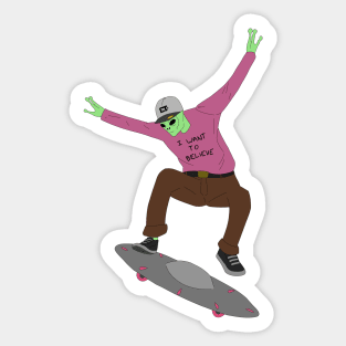 Alien Skater Sticker